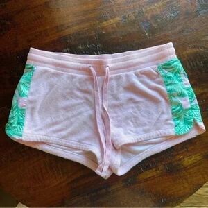 Vineyard Vines Pink Terry Banana Leaf Print Drawstring Shorts womens XS